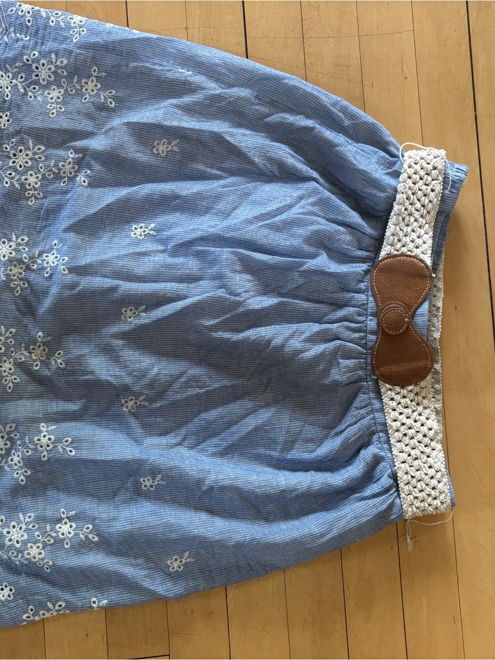 Maurices cream and light blue eyelet skirt